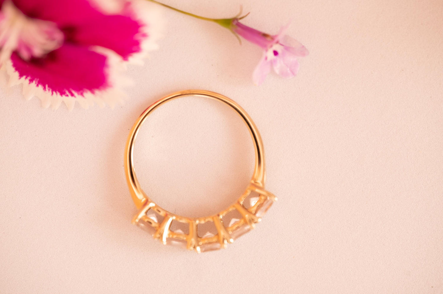 view from above - morganite 9ct vintage ring