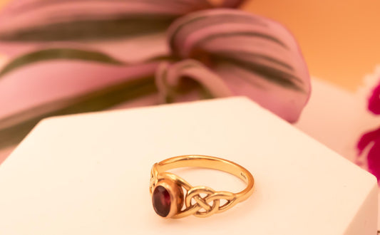 side view of Clogau ruby vintage ring