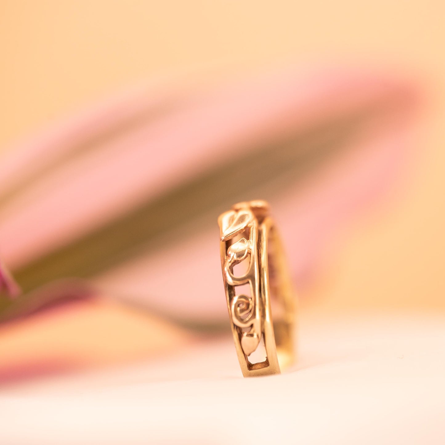Beautiful Vintage Clogau Yellow and Rose gold Tree of Life Celtic band ring / wedding band/ statement ring.