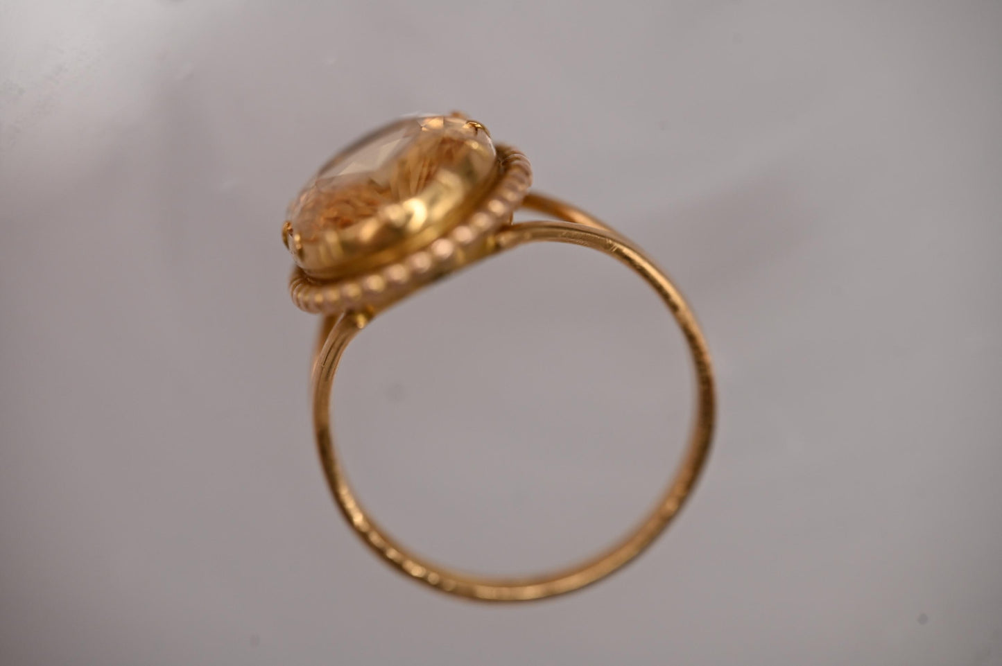 Glamorous Mid-Century 50's Vintage 14ct Yellow Gold Citrine Dress Ring - Statement Ring - estate jewellery