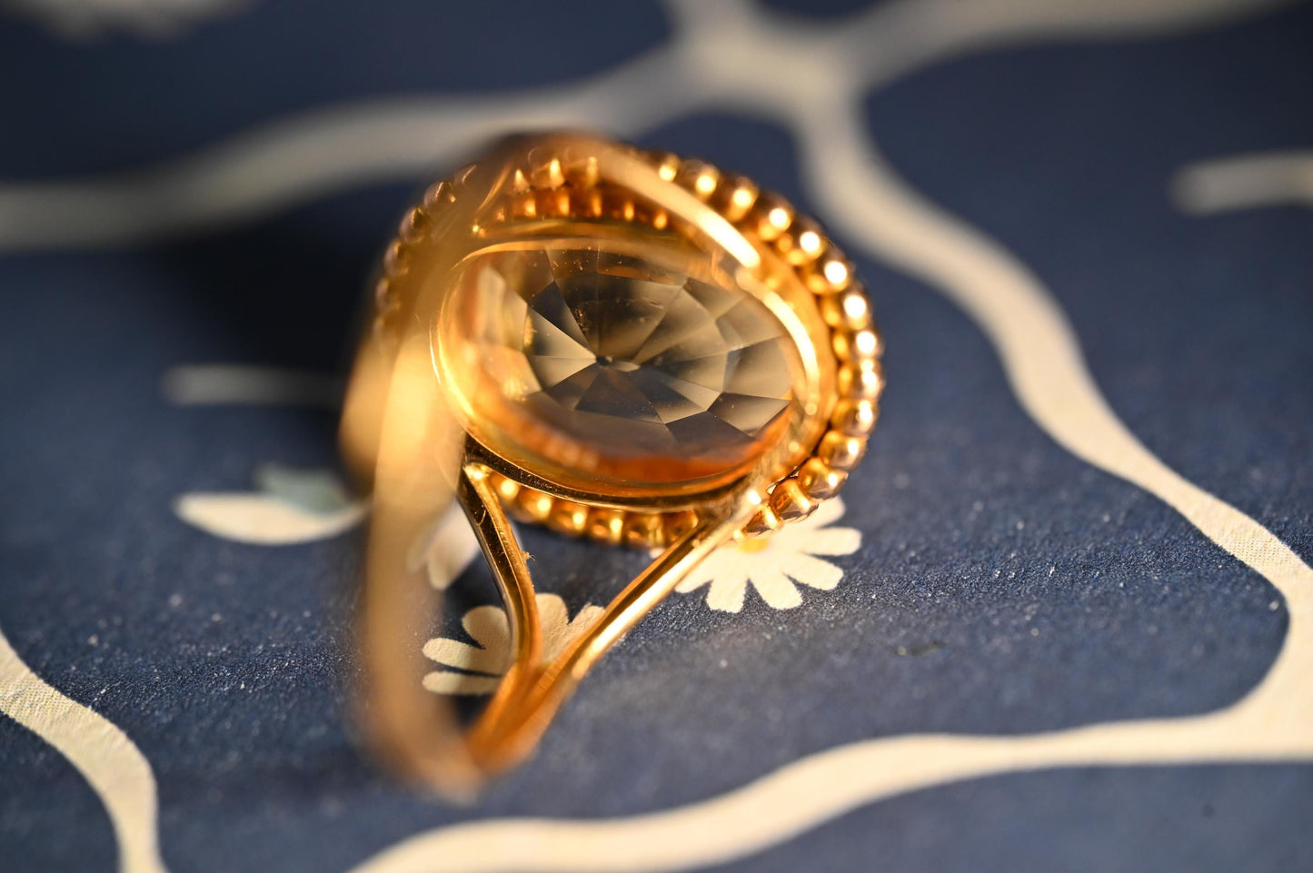 Glamorous Mid-Century 50's Vintage 14ct Yellow Gold Citrine Dress Ring - Statement Ring - estate jewellery