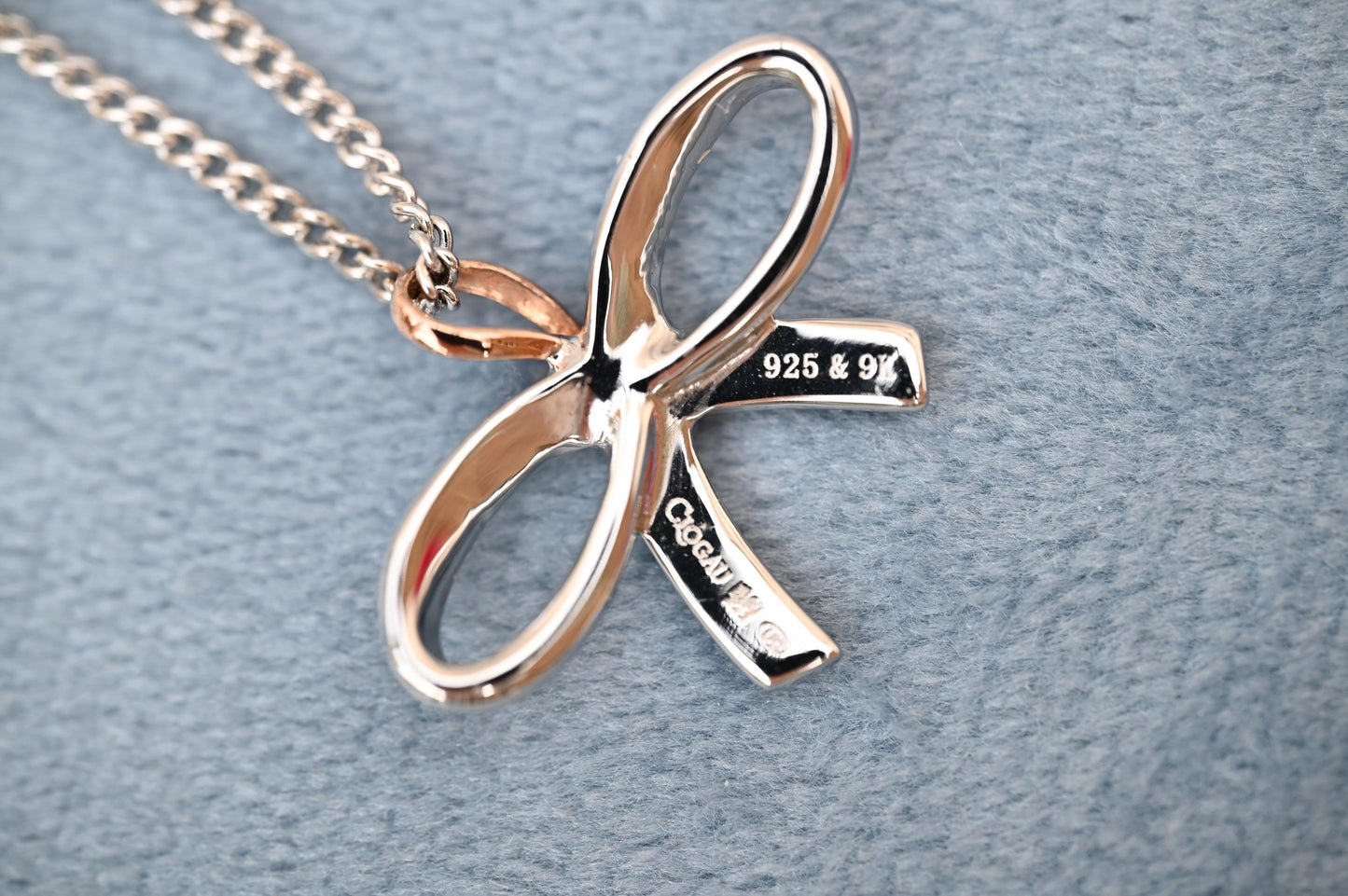 Gorgeous Welsh Clogau Sterling Silver and 9ct Welsh Rose Gold Bow Necklace