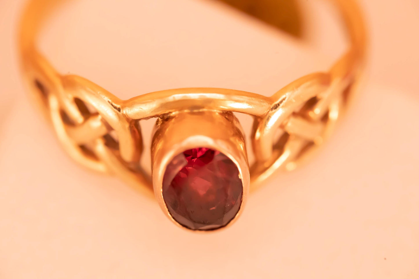 Vintage Original Clogau Real Ruby Celtic Ring 9ct Yellow and Rose Gold Solitaire