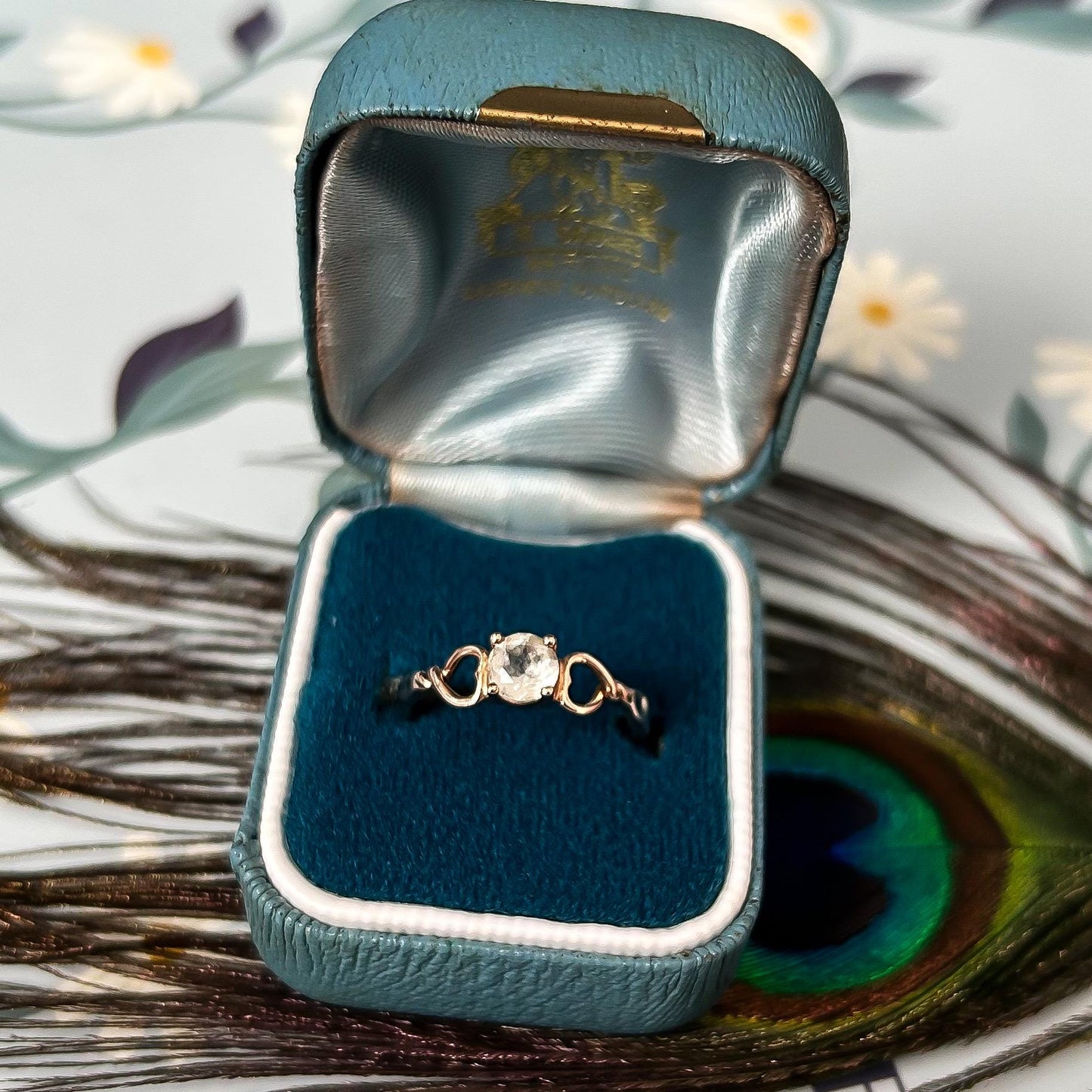 unique Clogau ring with striking white topaz - Perfect as a stacking ring or as a solitaire