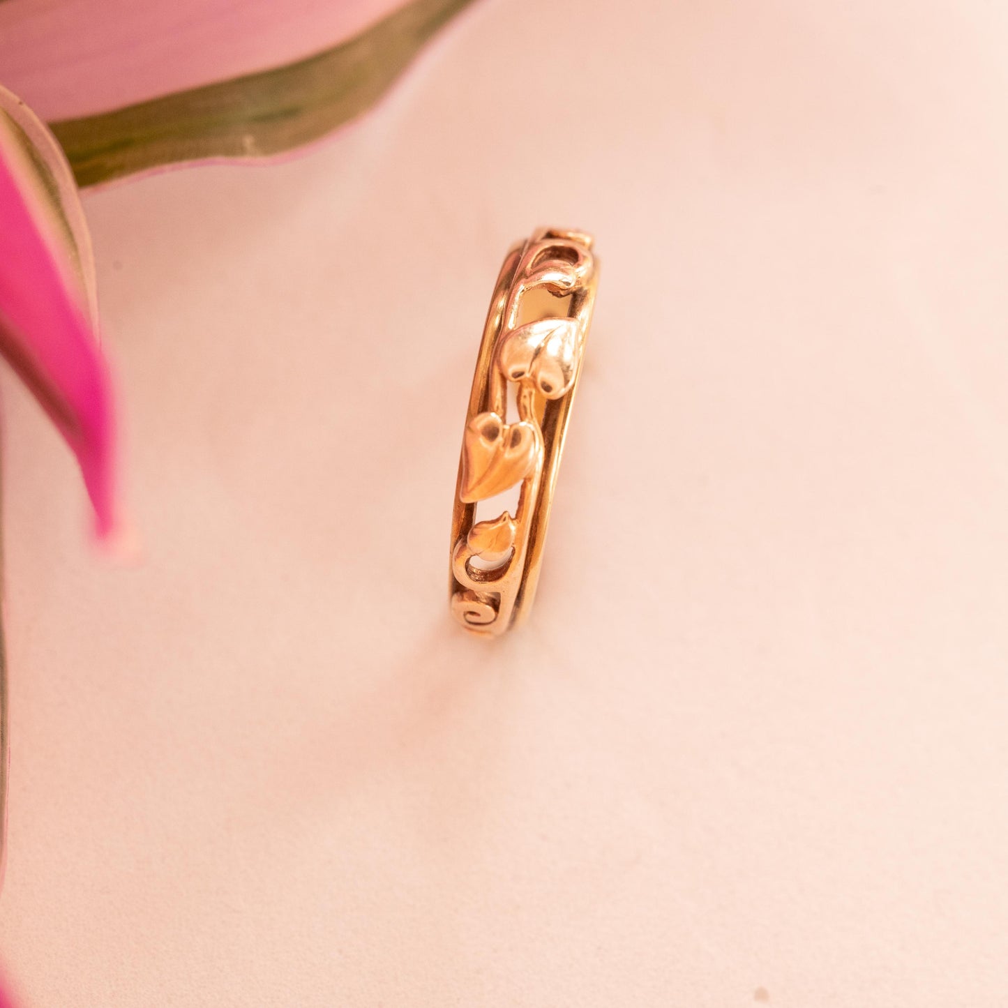 Beautiful Vintage Clogau Yellow and Rose gold Tree of Life Celtic band ring / wedding band/ statement ring.
