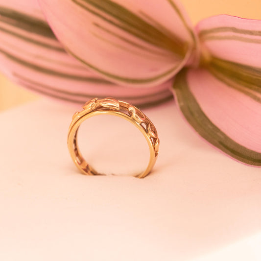 Beautiful Vintage Clogau Yellow and Rose gold Tree of Life Celtic band ring / wedding band/ statement ring.