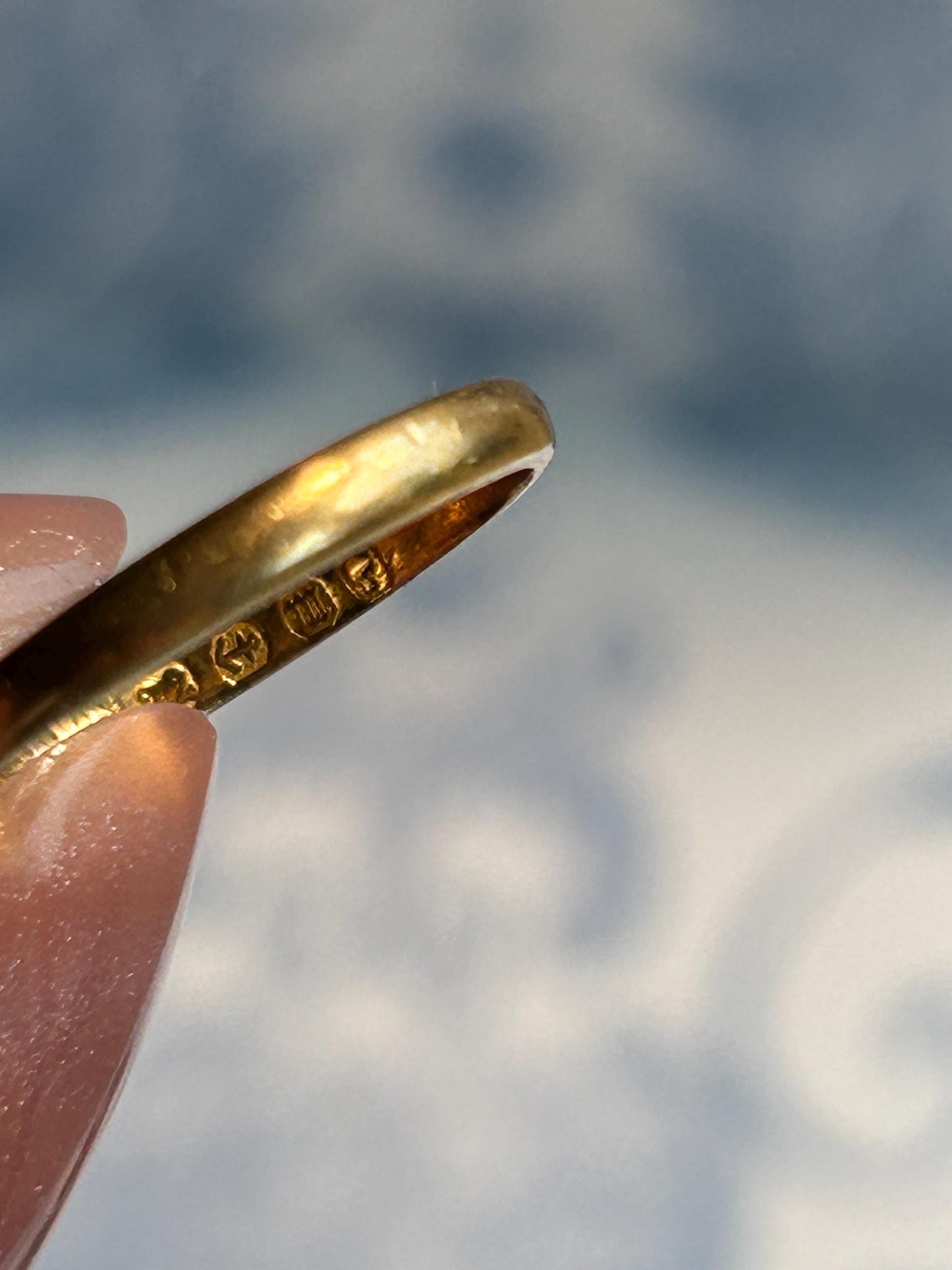 Antique 22ct Gold Wedding Band: Birmingham 1886 Victorian Ring, Size 6, beautiful old gold slim band ring, English hallmarked jewelry