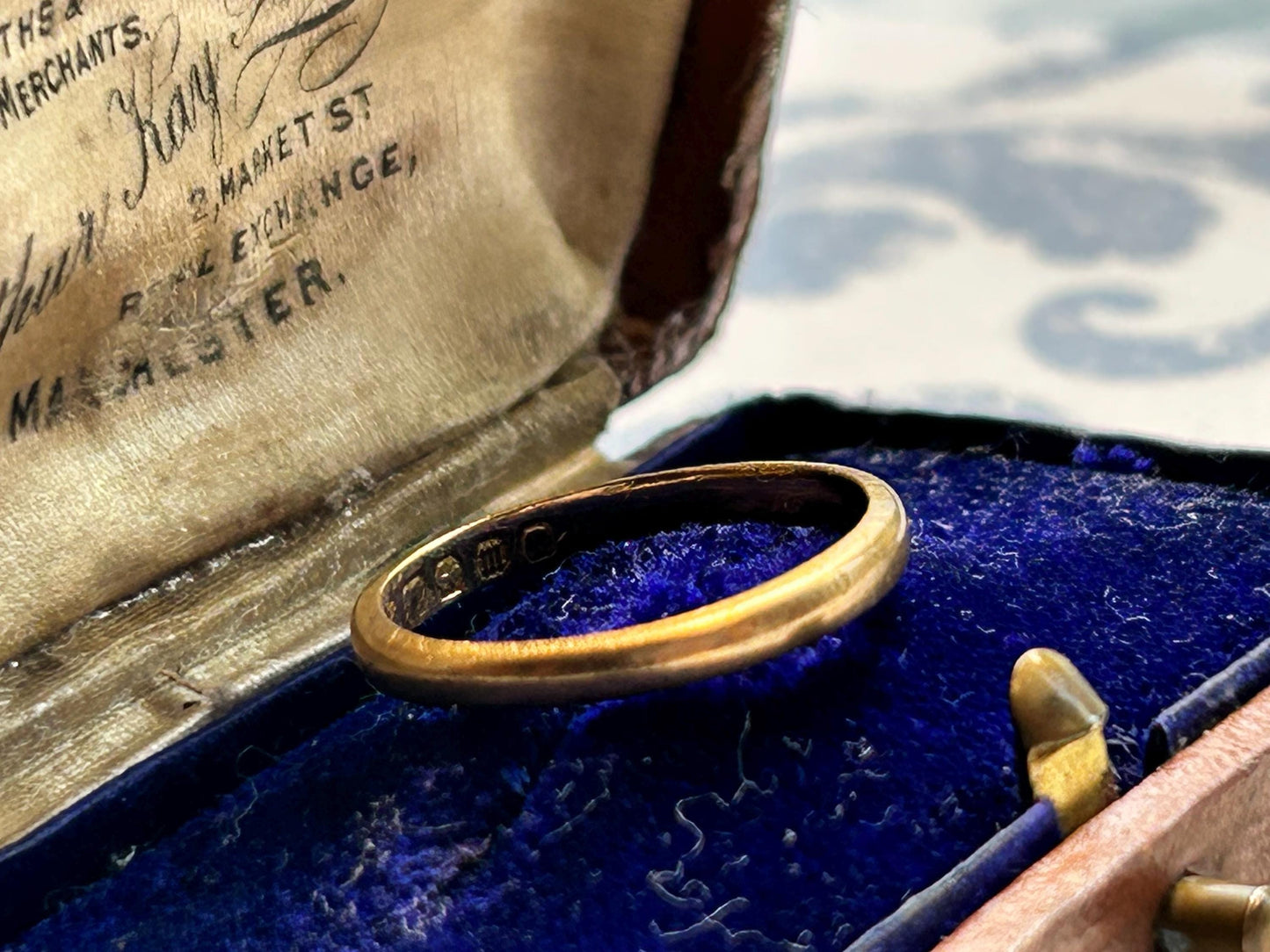 Antique 22ct Gold Wedding Band: Birmingham 1886 Victorian Ring, Size 6, beautiful old gold slim band ring, English hallmarked jewelry