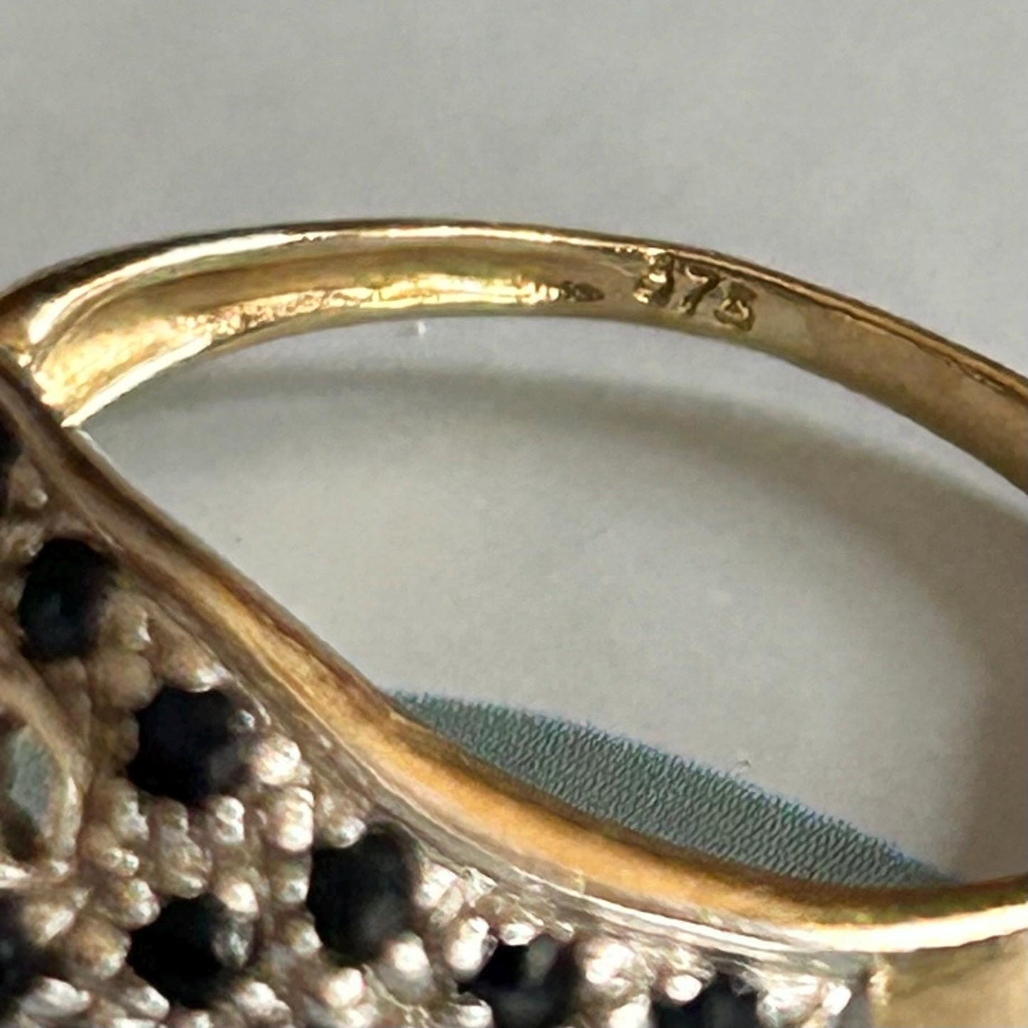 Vintage Panther Sapphire & Diamond Ring, 9ct White Yellow Gold Fancy Jewellery, Spotted Panther Unusual Ring, Statement Animal Jewelry 9K