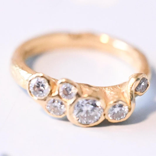 Stunning Vintage Handmade 18ct Solid Gold Eternity Diamond Ring, Unique Artisan 1CT Diamond Jewellery, 70s Statement Heirloom Jewelry - Rare