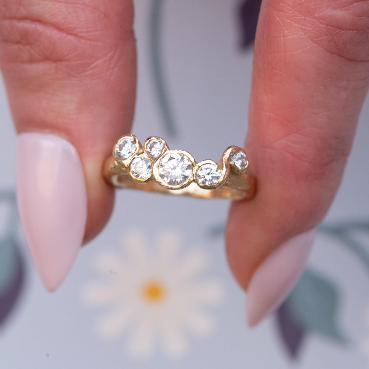 Stunning Vintage Handmade 18ct Solid Gold Eternity Diamond Ring, Unique Artisan 1CT Diamond Jewellery, 70s Statement Heirloom Jewelry - Rare