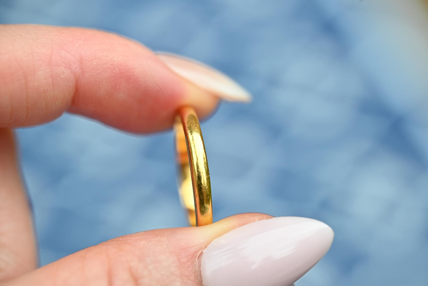 Antique 22ct Gold Wedding Band: Birmingham 1886 Victorian Ring, Size 6, beautiful old gold slim band ring, English hallmarked jewelry