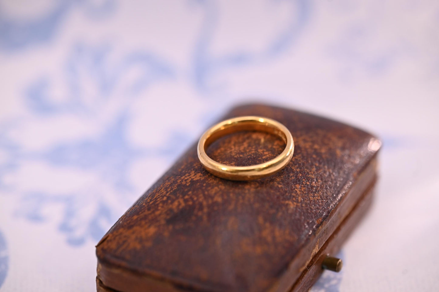 Antique 1932 Birmingham Assayed Wedding Band, 22ct Solid Yellow Gold Band 3mm, D Shape Comfort Band, Old Gold England, Art Deco Era Jewelry.