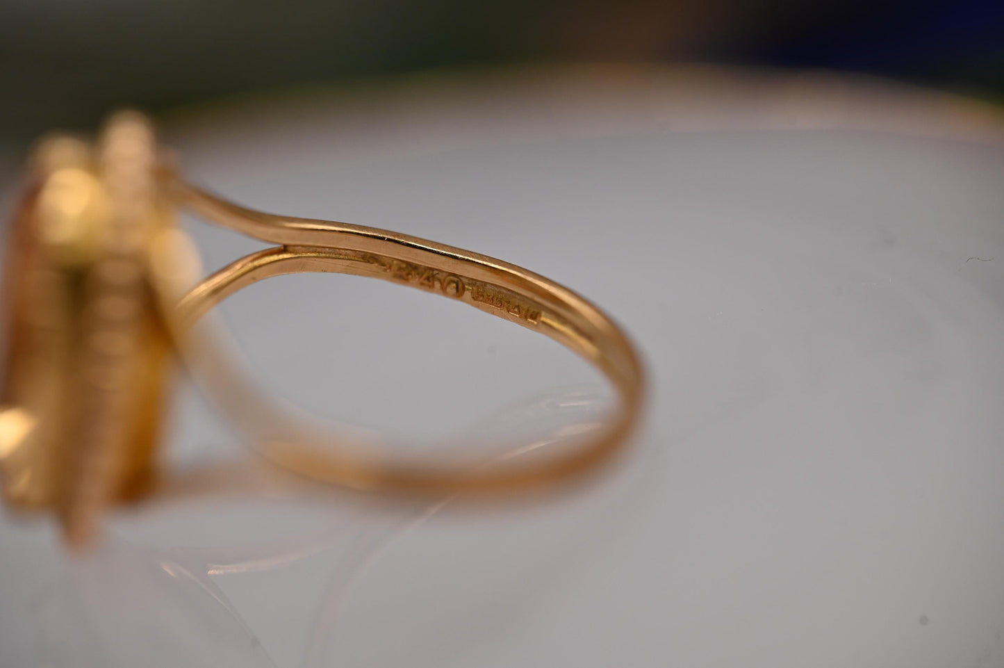 Glamorous Mid-Century 50's Vintage 14ct Yellow Gold Citrine Dress Ring - Statement Ring - estate jewellery