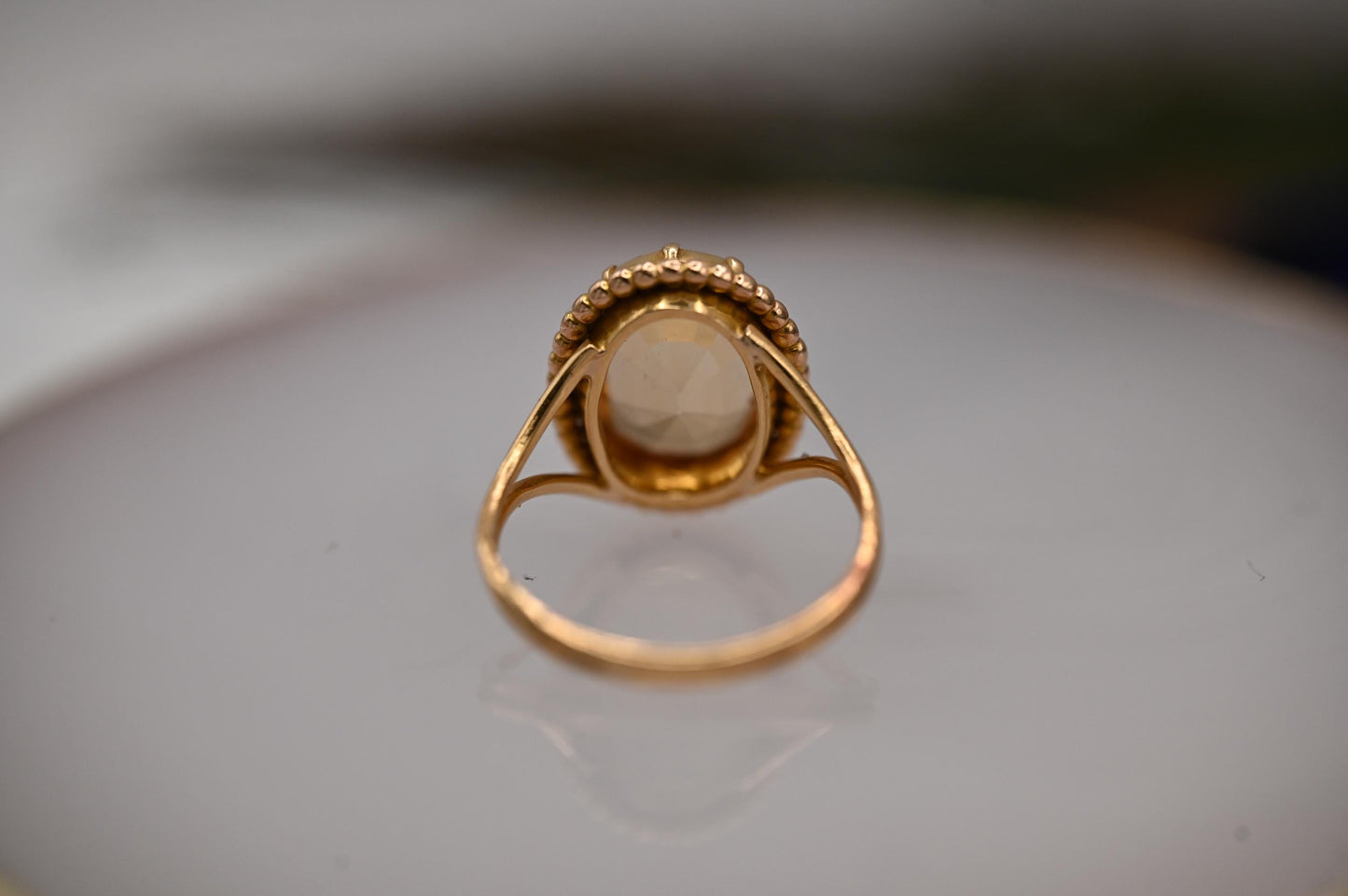 Glamorous Mid-Century 50's Vintage 14ct Yellow Gold Citrine Dress Ring - Statement Ring - estate jewellery
