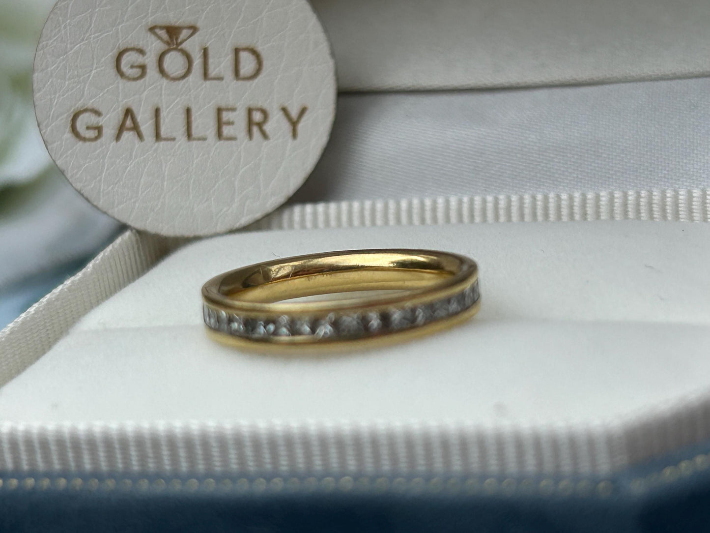 Stunning Vintage 80s Channel Princess Cut Real Diamond 18ct Eternity Full Band Ring Hallmarked Birmingham England - Fine Engagement Ring