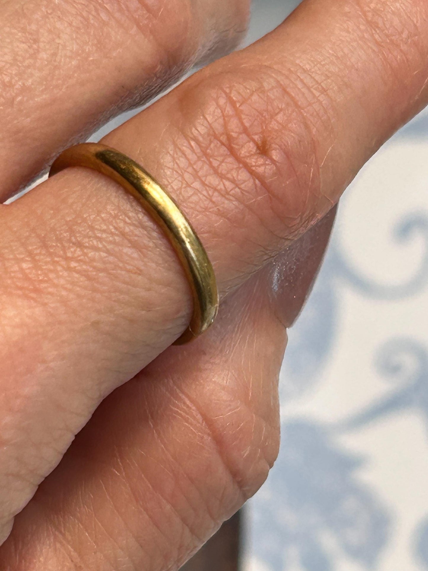 Antique 22ct Gold Wedding Band: Birmingham 1886 Victorian Ring, Size 6, beautiful old gold slim band ring, English hallmarked jewelry