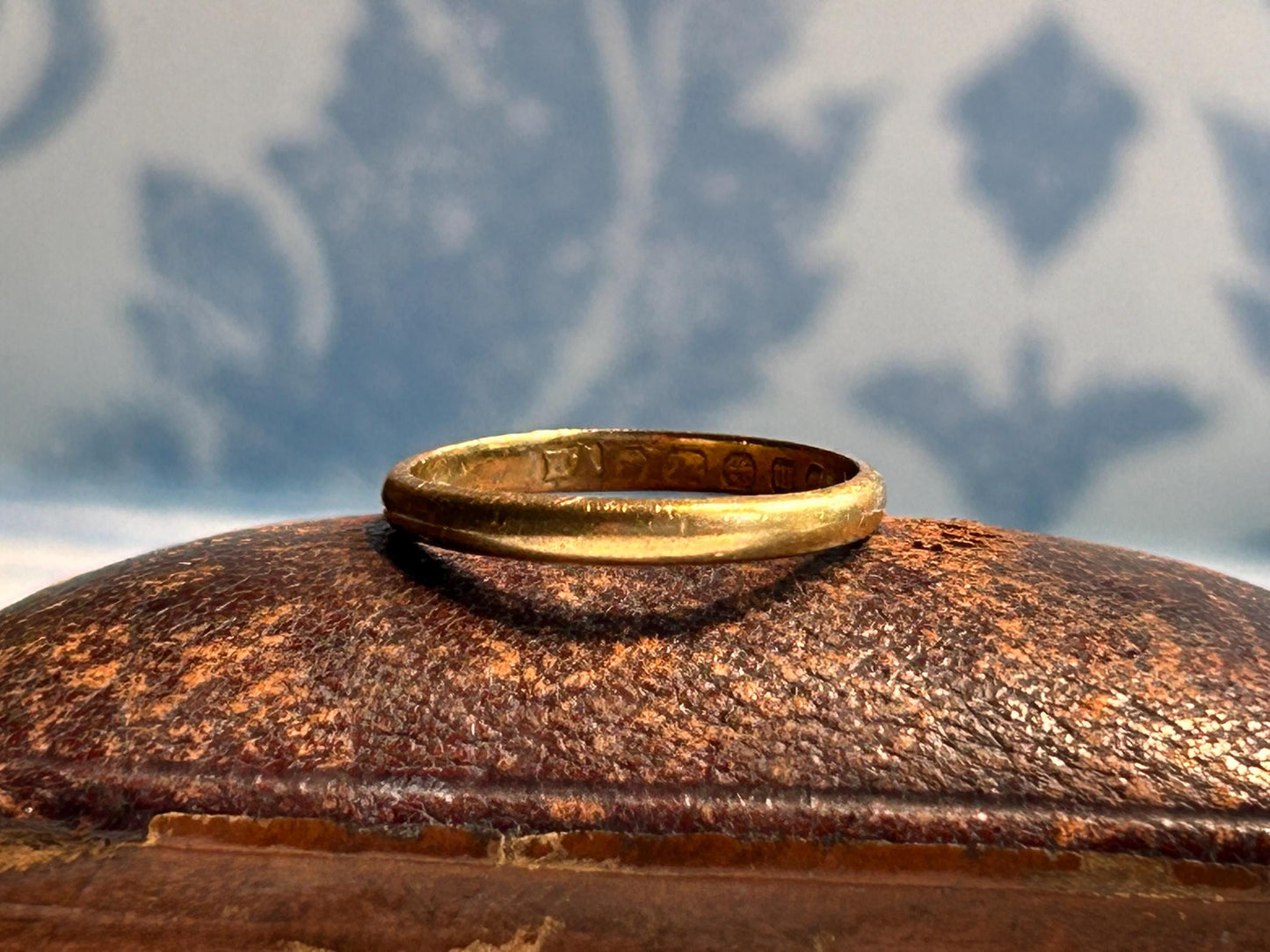 Antique 22ct Gold Wedding Band: Birmingham 1886 Victorian Ring, Size 6, beautiful old gold slim band ring, English hallmarked jewelry