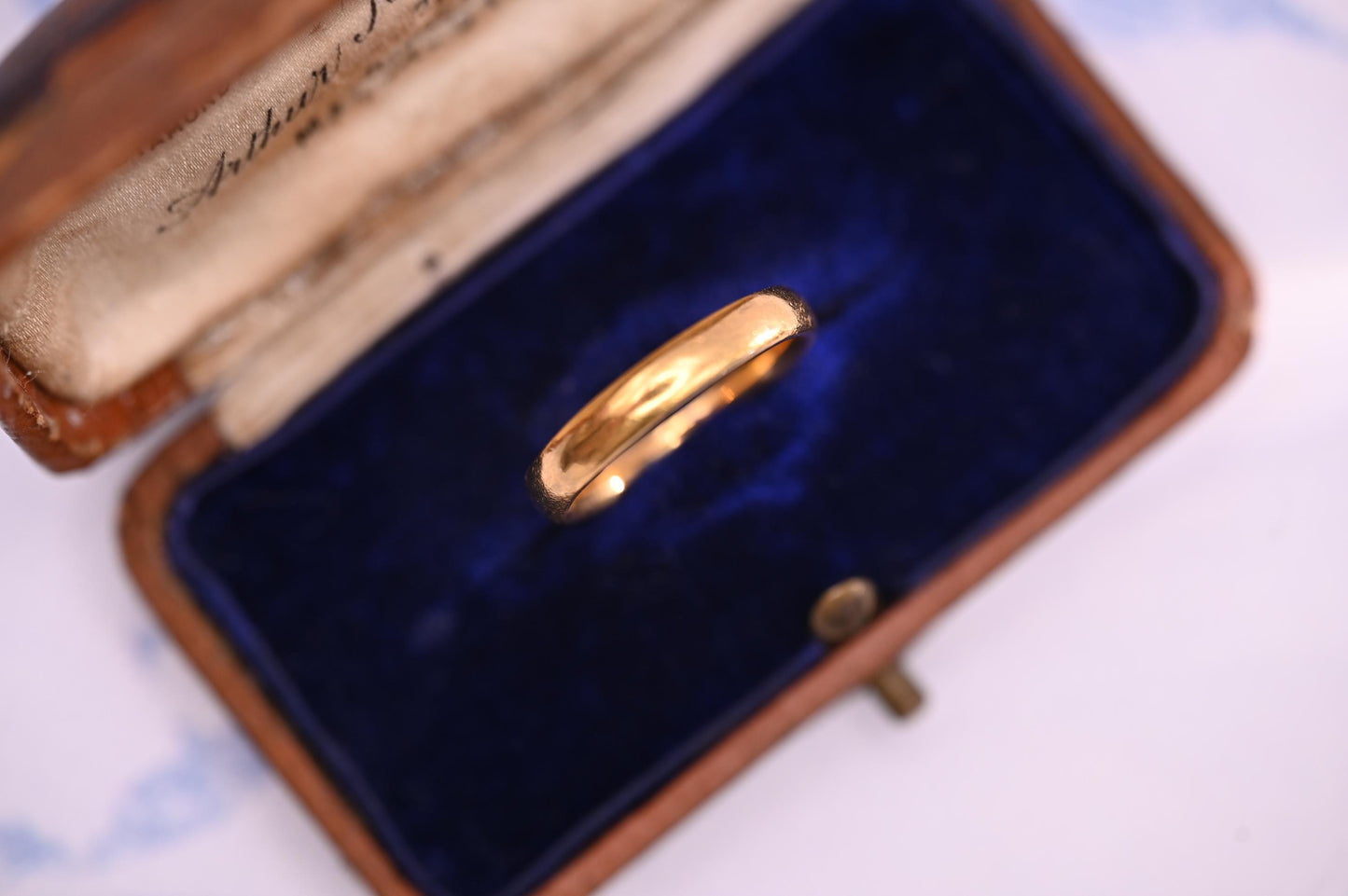 Antique 1932 Birmingham Assayed Wedding Band, 22ct Solid Yellow Gold Band 3mm, D Shape Comfort Band, Old Gold England, Art Deco Era Jewelry.