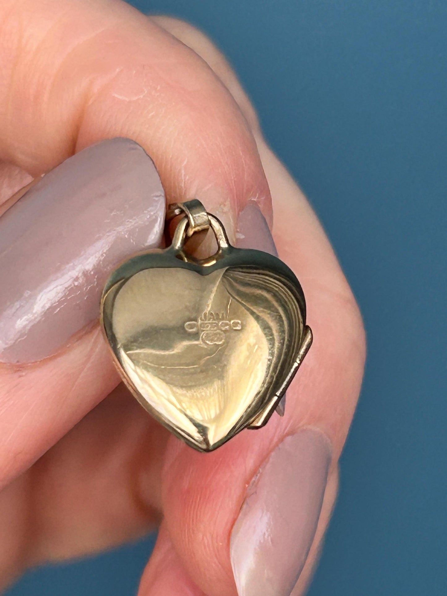 Vintage 9ct Yellow Gold Heart Locket with Diamond, Dainty Gold Photo Pendant, Real Diamond Keepsake Memory Jewelry, Unusual Heart Pendant