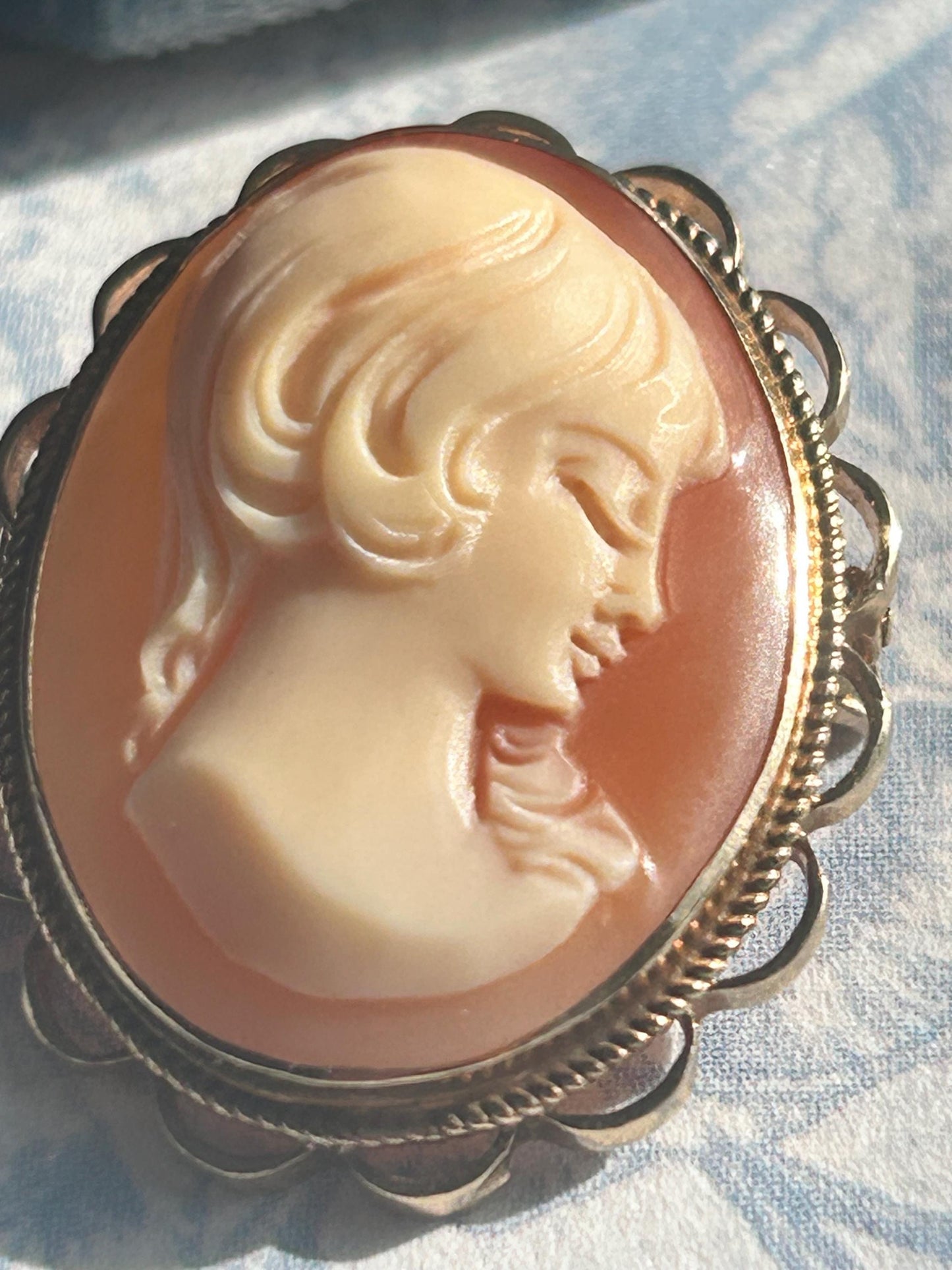 Vintage 9ct Gold Cameo Brooch, Pendant 9K Gold Genuine Cameo, Stunning Detail Lady, Unusual Cameo Jewellery, Birmingham Assayed Mid-Century