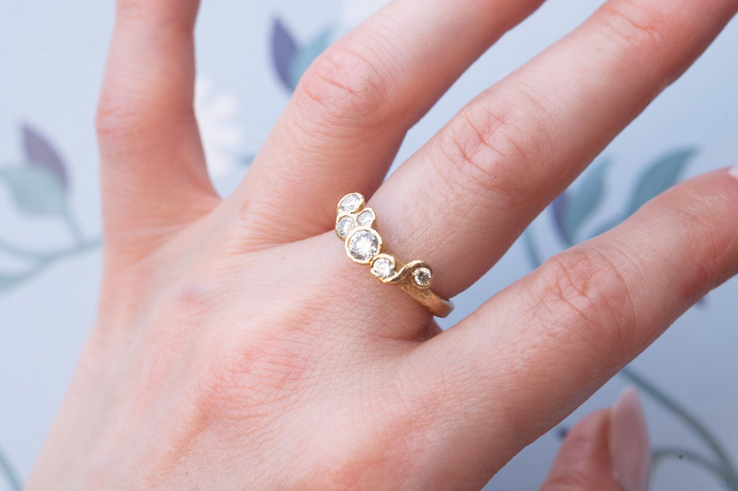 Stunning Vintage Handmade 18ct Solid Gold Eternity Diamond Ring, Unique Artisan 1CT Diamond Jewellery, 70s Statement Heirloom Jewelry - Rare