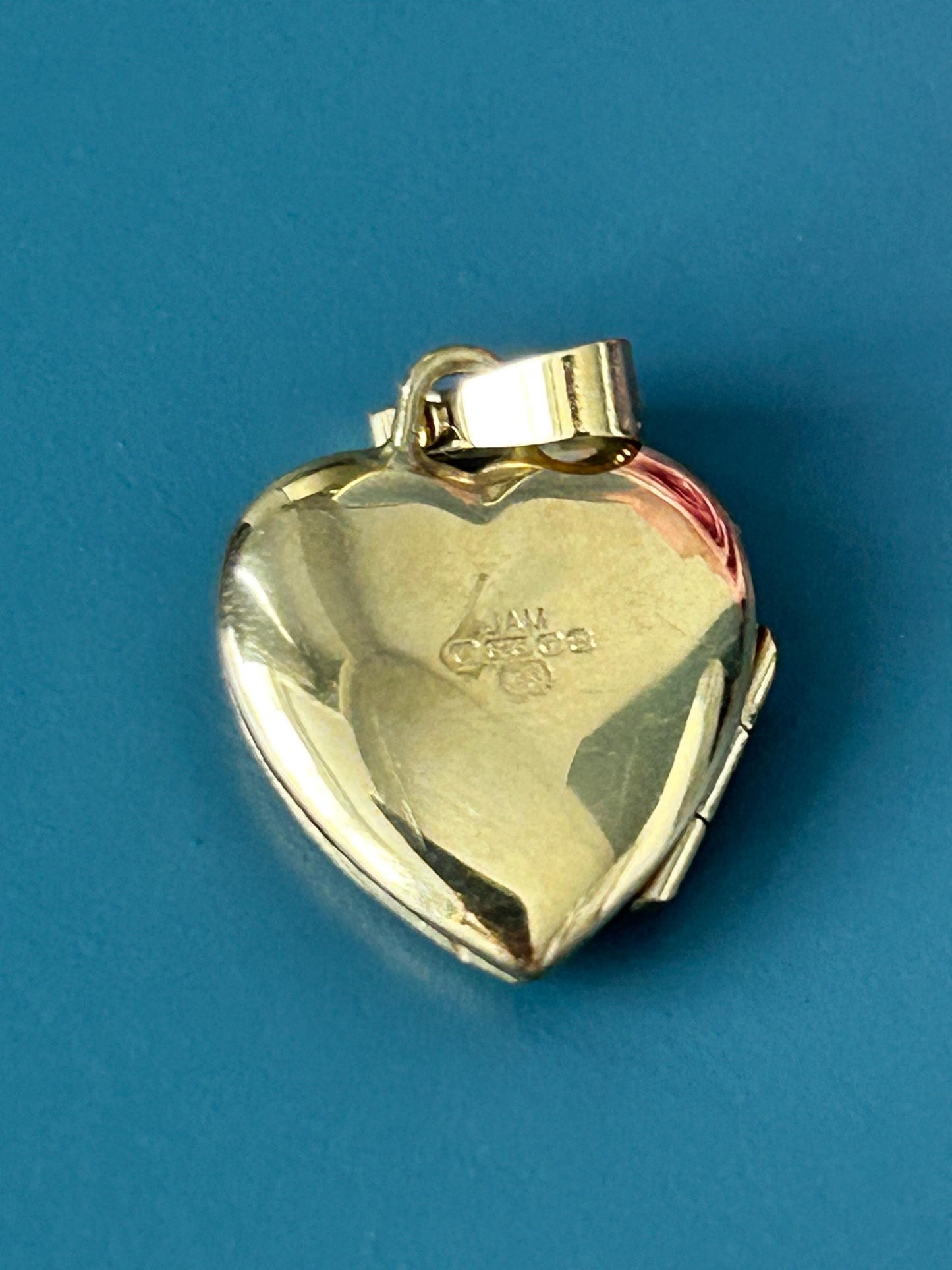 Vintage 9ct Yellow Gold Heart Locket with Diamond, Dainty Gold Photo Pendant, Real Diamond Keepsake Memory Jewelry, Unusual Heart Pendant