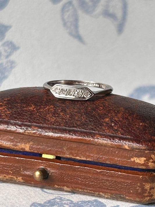Genuine Art Deco 1920s White Gold and Platinum Diamond Ring, 18ct White Gold Antique Jewellery, Elegant Band, Jewelry for her, Stacking Ring
