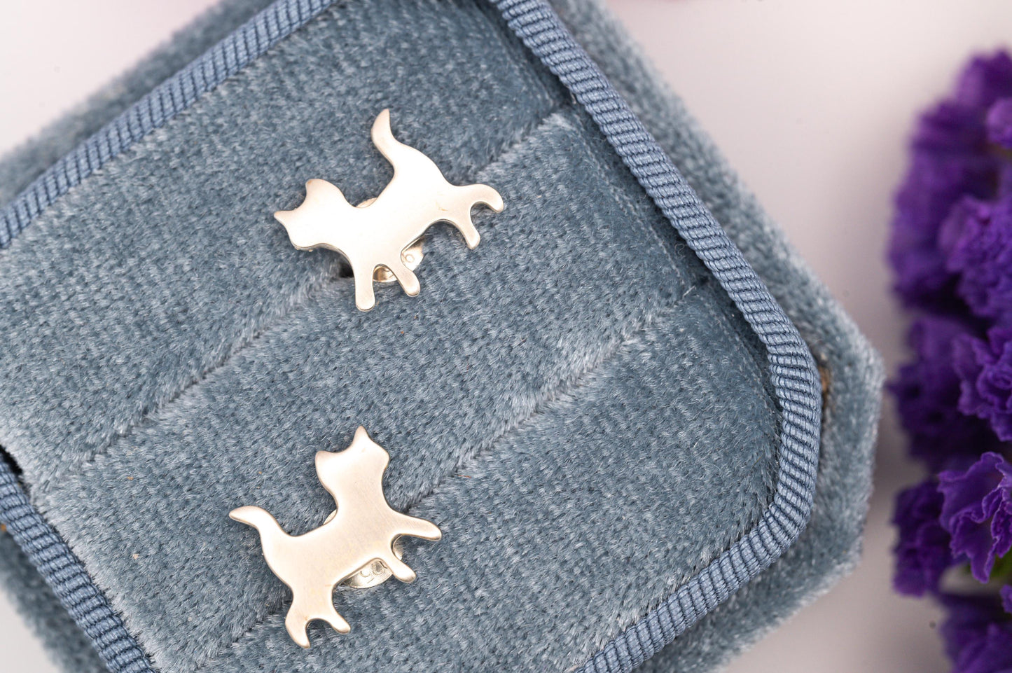 Cute Cat Stud Earrings Sterling Silver | Cute Kitty Earrings | Minimalist Cat Jewelry | Gift for Cat Lovers | Silver Cat Earrings for Women
