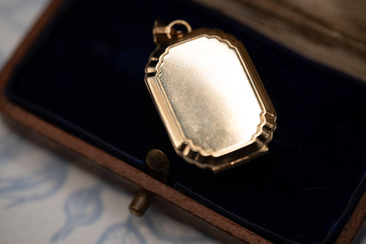 Vintage 9ct Gold Art Deco Style Locket with 18" Chain, keepsake necklace photo Jewelry 9k. Heirloom Locket