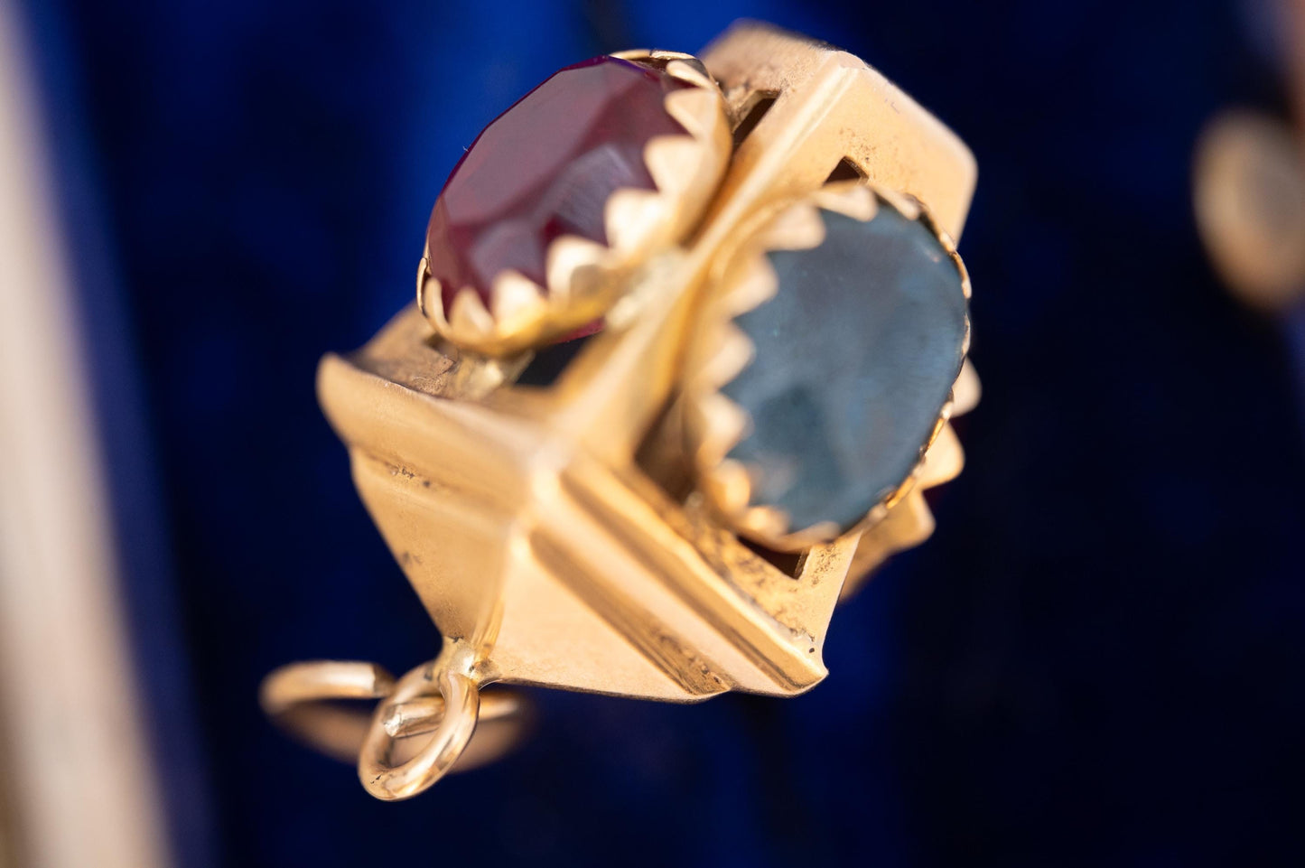 Stunning rare antique /vintage French 18ct gold ruby and topaz lantern charm pendant