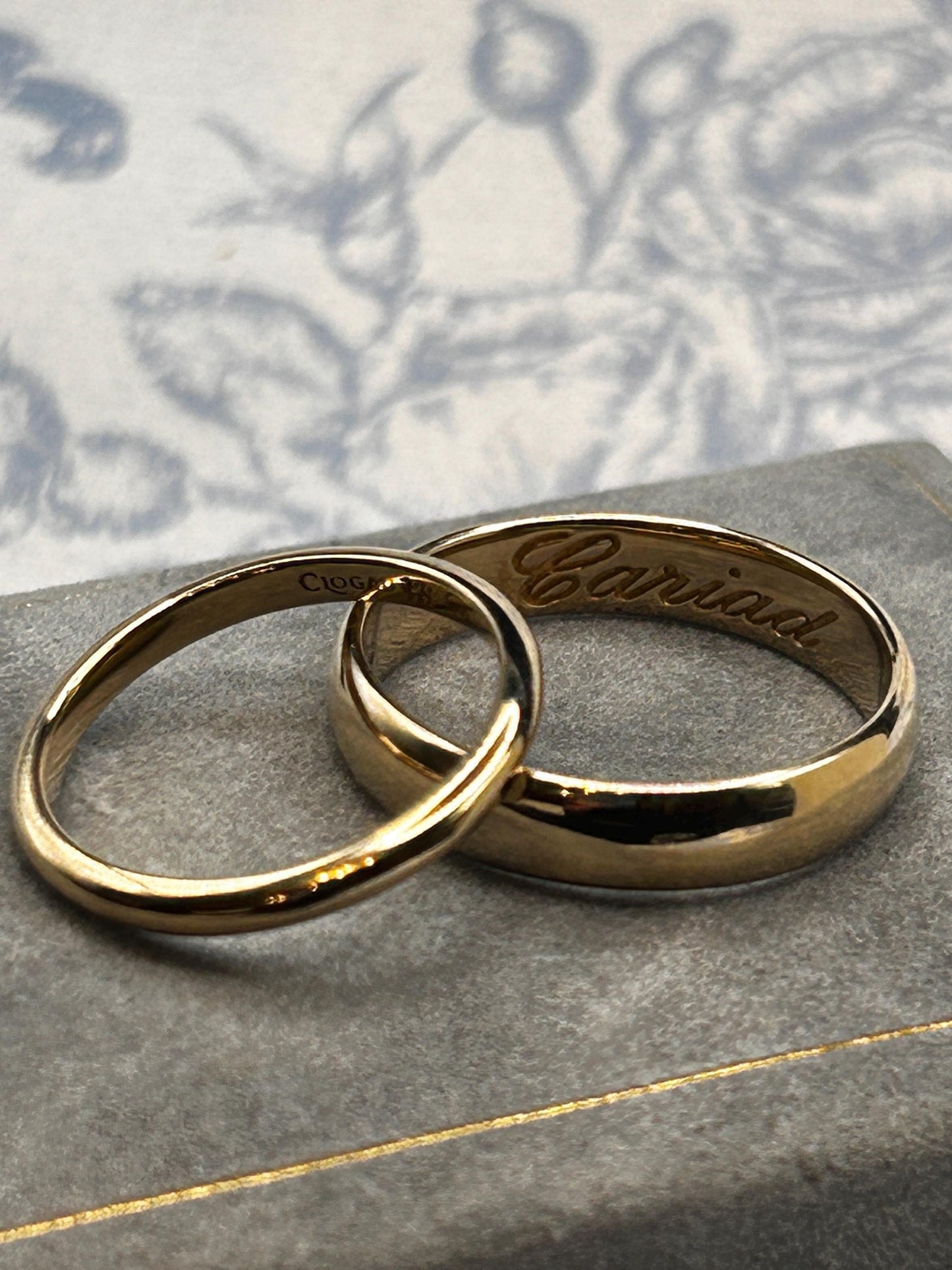 Clogau Cariad 9ct Gold Comfort Fit Wedding Band 2.3mm Slim D shape UK N US 7