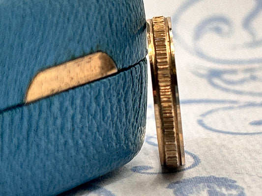 Vintage 1980s 9ct Etched Slim Wedding Band Ring Size L / 6