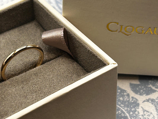 Clogau Cariad 9ct Gold Comfort Fit Wedding Band 2.3mm Slim D shape UK N US 7
