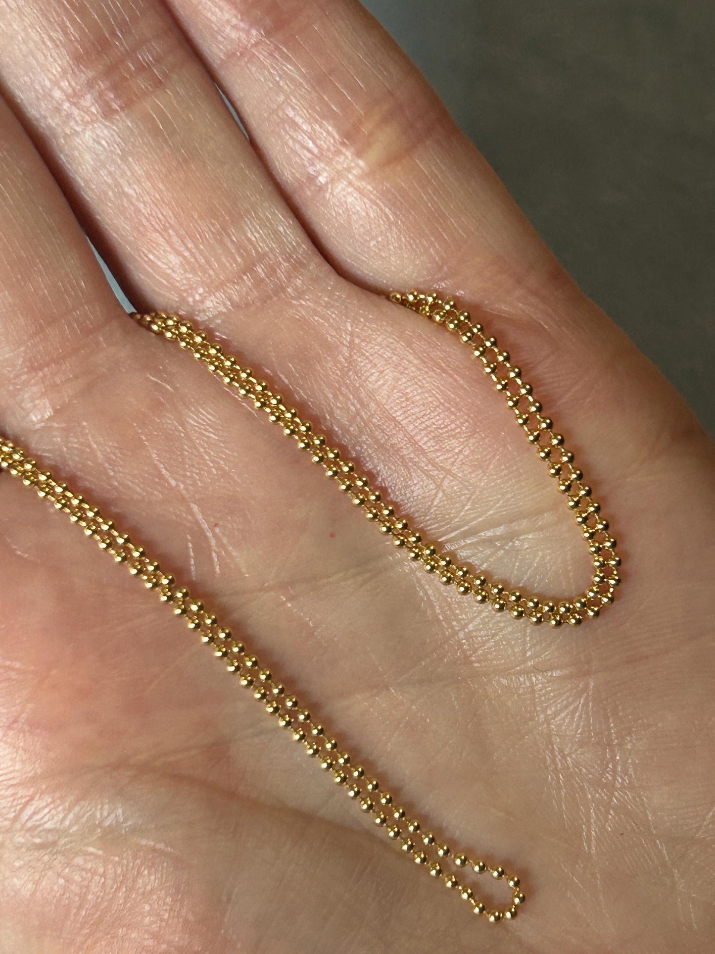 Vintage 18ct beaded chain 18" - Fine Chain for Pendant 18k Yellow Gold Fancy Chain