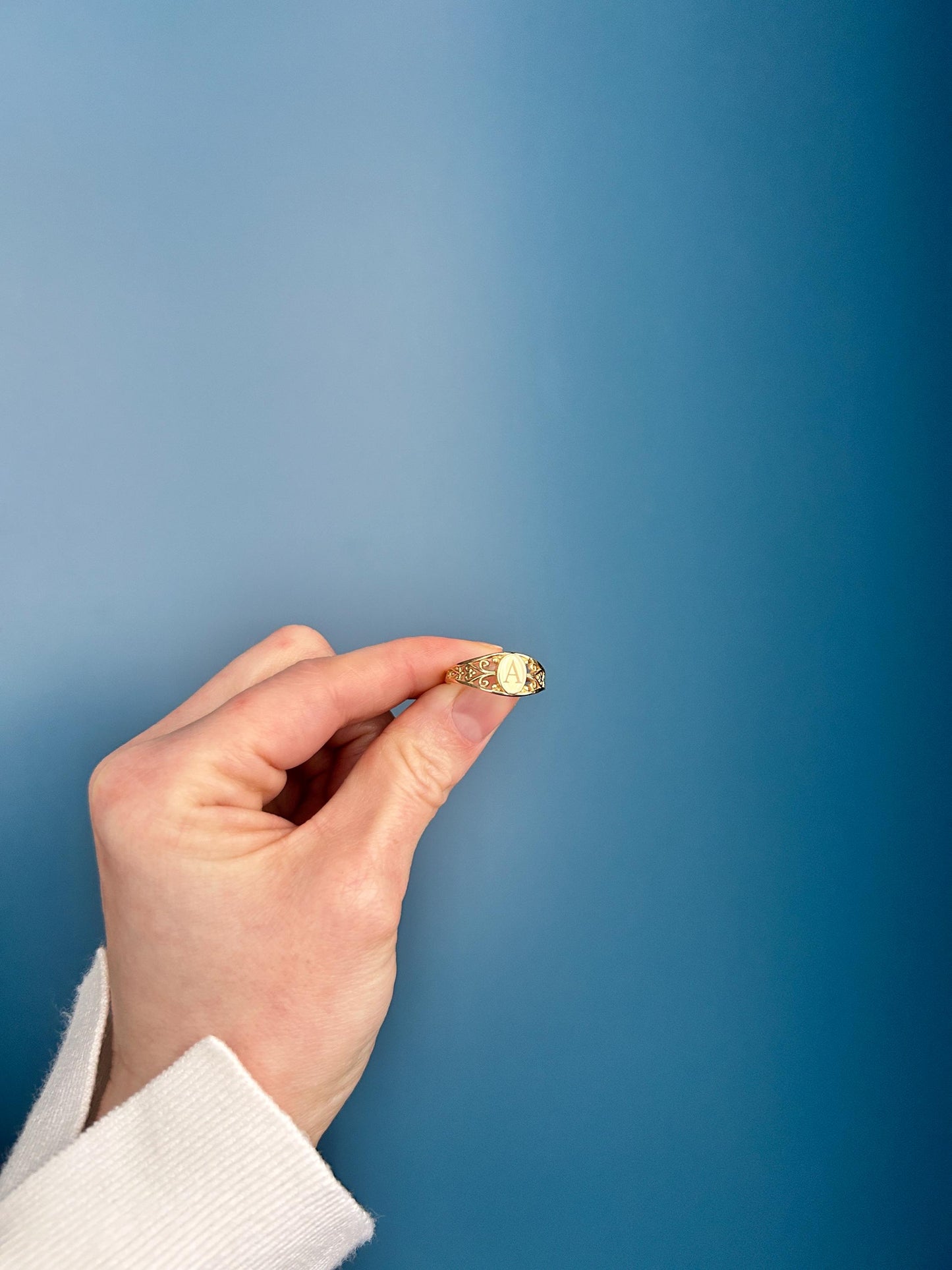 Vintage 14ct Gold Signet Ring Initial 'A' - Size N / US 7 Heirloom jewelry