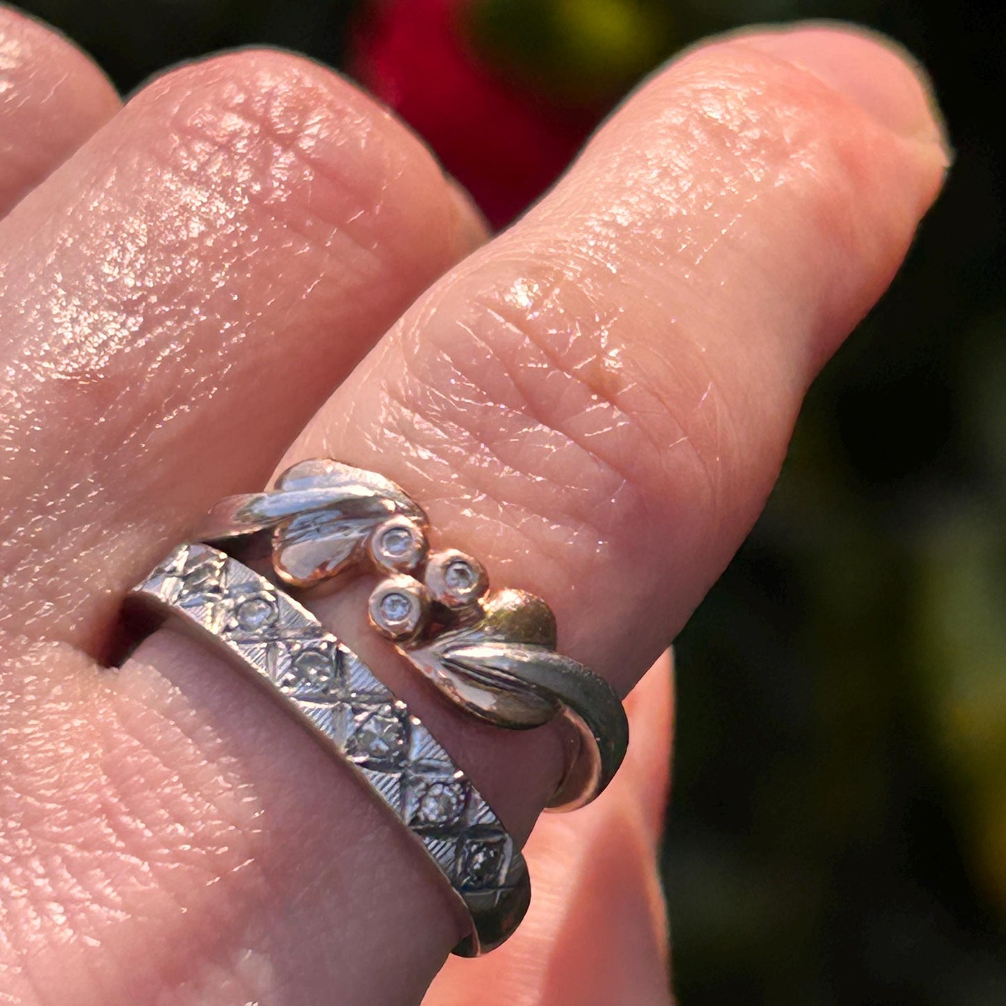 Vintage Clogau White Gold and Rose Gold Diamond Tree of Life Ring Size UK - K / US - 5.5