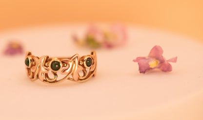 clogau gold - rare Welsh gold - emerald detail - yellow and rose gold - 9ct hallmarked - ring - vintage jewellery.