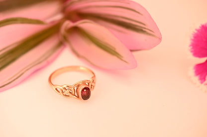 Vintage Original Clogau Real Ruby Celtic Ring 9ct Yellow and Rose Gold Solitaire