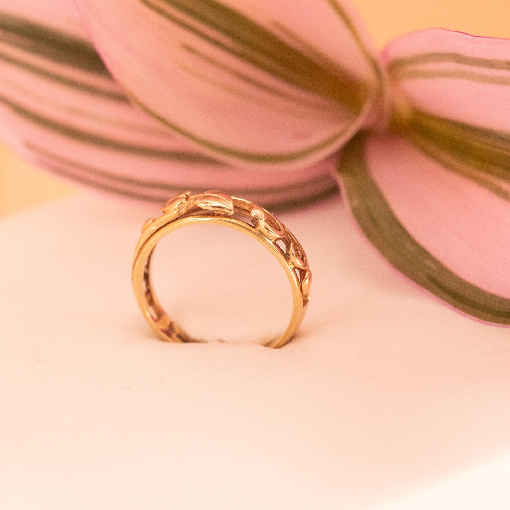Beautiful Vintage Clogau Yellow and Rose gold Tree of Life Celtic band ring / wedding band/ statement ring.