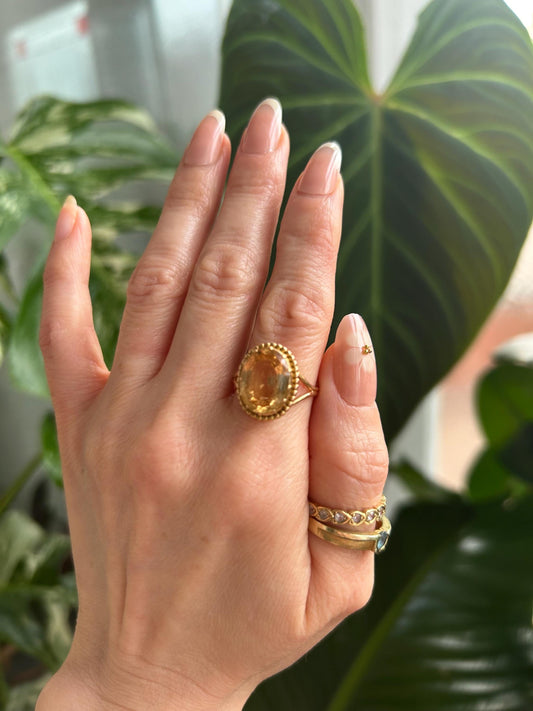 glamorous style citrine cocktail ring -statement piece with 7CT citrine real stone