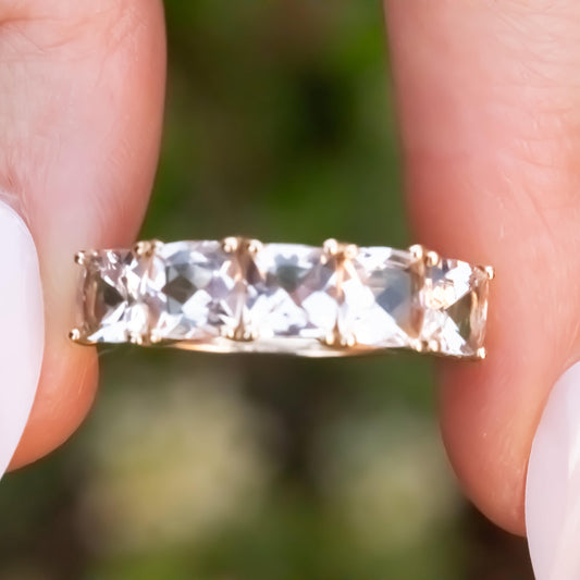 ring shown in scale - morganite vintage ring - 9ct gold ring