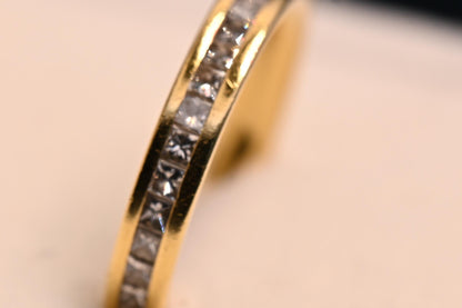 rare find- Renowned Fine Bridal Jewellery by Domino England Full Band Eternity with Princess Cut Brilliant Diamonds with 1.225 ct made with lush 18ct yellow gold - a perfect sophisticated diamond ring pave channel row