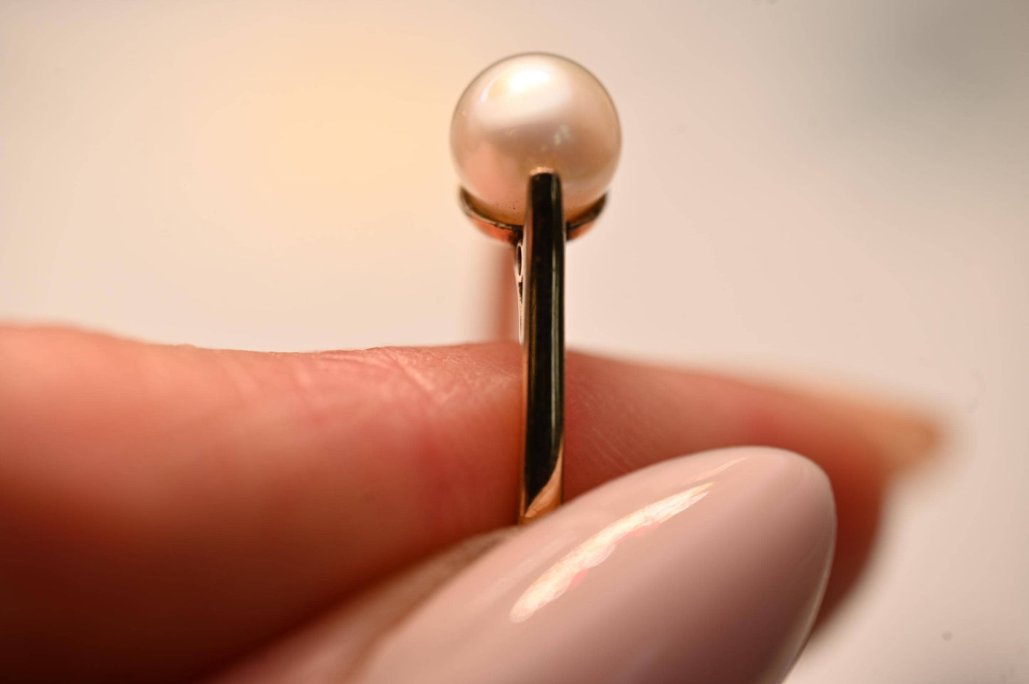 Vintage Cultured Pearl Solitaire 9ct Gold Hallmarked Ring 90s Birmingham - Dainty Ring / Bridal Jewellery