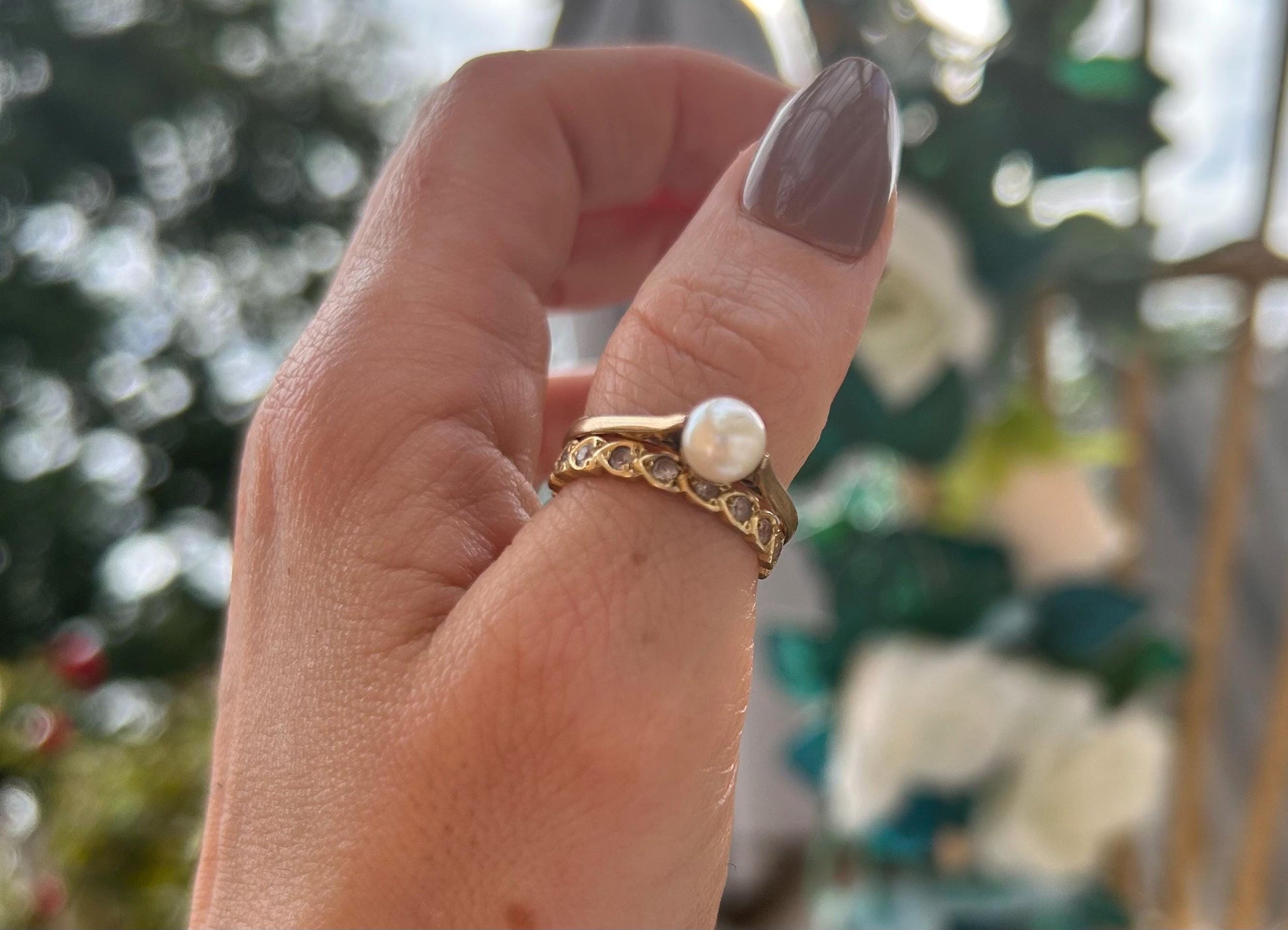 Vintage Cultured Pearl Solitaire 9ct Gold Hallmarked Ring 90s Birmingham - Dainty Ring / Bridal Jewellery