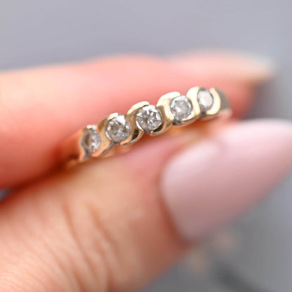 Vintage English 'Forever' Brilliant Cut Diamond Ring 0.50 ct on 9ct Solid Gold Half Eternity / Stacking Ring