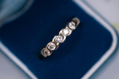 Vintage English 'Forever' Brilliant Cut Diamond Ring 0.50 ct on 9ct Solid Gold Half Eternity / Stacking Ring
