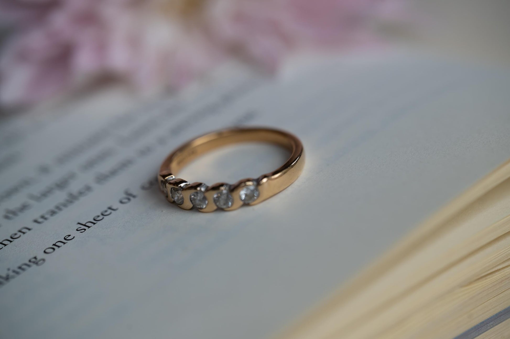 Vintage English 'Forever' Brilliant Cut Diamond Ring 0.50 ct on 9ct Solid Gold Half Eternity / Stacking Ring