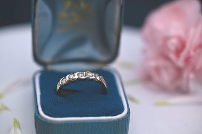 Vintage English 'Forever' Brilliant Cut Diamond Ring 0.50 ct on 9ct Solid Gold Half Eternity / Stacking Ring