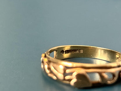 Beautiful Welsh Vintage Clogau Yellow and Rose gold Tree of Life Celtic band ring / wedding band/ statement ring.